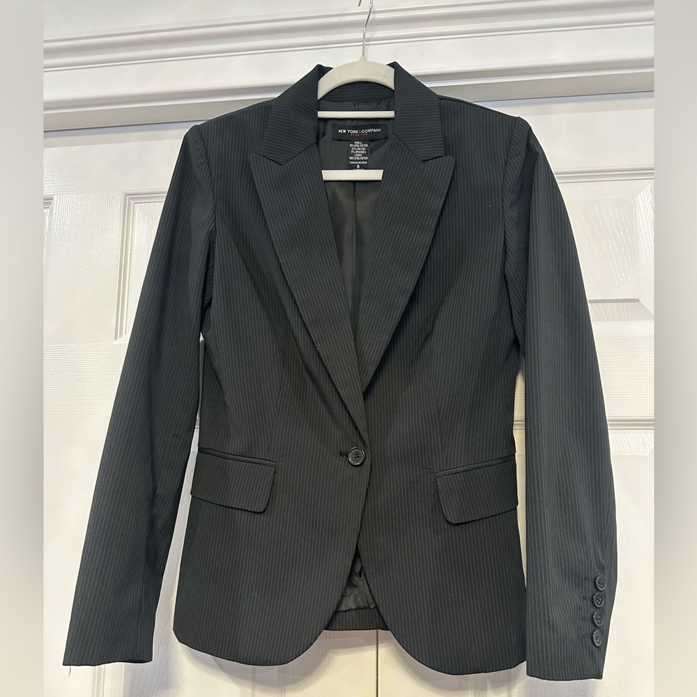 Women's Black Pinstripe Blazer